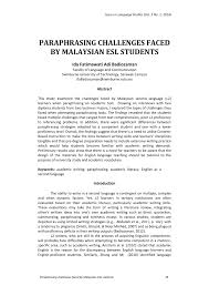 The overall process of uploading the content does not consume more. Pdf Paraphrasing Challenges Faced By Malaysian Esl Students