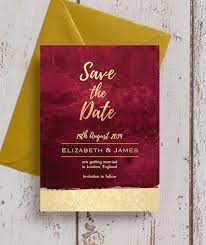 Personalised Burgundy And Gold Wedding Stationery With A Faux Foil Effect Burgundy Gold Save The Dates Gold Wedding Stationery Wedding Save The Date Designs