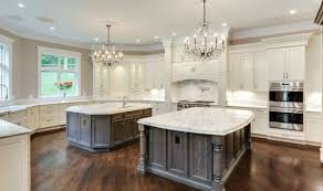kitchen with two tone kitchen cabinets