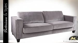 Très grand canapé design en tissu gris foncé. Grand Canape 3 Places Finition Velours Gris Clair Interieurs Styles