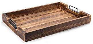 Check spelling or type a new query. Amazon Com Rustic Torched Wood 20 Inch Serving Tray With Modern Black Metal Handles Home Kitchen Wooden Serving Trays Wooden Platters Tray