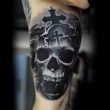 Black And White Candy Skull Tattoos 75 Black And White Tattoos For Men Masculine Ink Designs Tattoos For Guys Sugar Skull Tattoos White Tattoo
