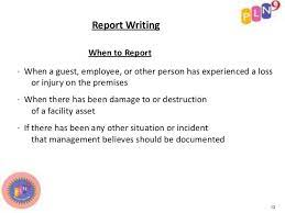 Security Officer Training Report Writing Resume