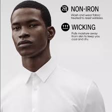 Calvin Klein Men's Slim Fit Non Iron Point Collar Dress Shirt Black Size L