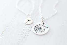Dandelion Necklace In Silver Mother Daughter Necklace Set Of 2 Sterling Silver Necklace Mothers Day Gift From Daughter Mom Necklace