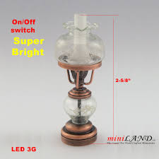 Antique Cooper Color Oil Lamp Light Battery Operated On Off Switch For 1 12 Dollhouse Miniature
