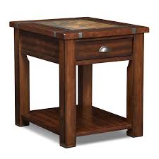 Light brown natural stone coffee table. Slate Ridge End Table American Signature Furniture
