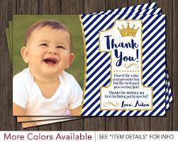 Thank you card thank you messages for birthday wishes on facebook thank you messages on behalf of a child. Prince First Birthday Thank You Card Prince 1st Birthday Etsy Birthday Thank You Cards Boy First Birthday Birthday Thank You