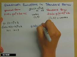Putting A Quadratic Function In Standard Form Youtube
