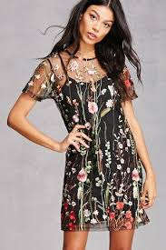 A Sheer Mesh Knit Overlay Dress By Rd Amp Koko Amp Trade Featuring An Allover Floral Embroidery A Round N Fashion Beautiful Blouses Floral Embroidery Dress