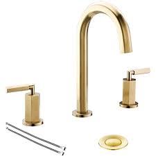 Widespread faucets fit best on larger vanities, counters, and sinks. Brushed Gold 8 Inch 2 Handles 3 Holes Hexagonal Widespread Bathroom Faucet By Phiestina Bathroom Sink Faucet With Stainless Steel Metal Pop Up Drain Ns Wf001 6 Bg Amazon Com