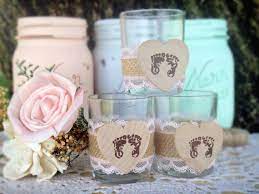Burlap And Lace Rustic Baby Shower Favors By Pnz By Pnzdesigns 22 50 Rustic Baby Shower Mason Jar Baby Shower Baby Shower Favors