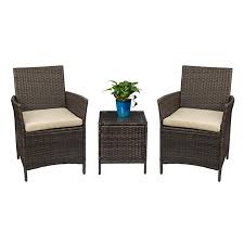 Amazon Com Devoko Patio Porch Furniture Sets 3 Pieces Pe Rattan Wicker Chairs Beige Cushion Wit Porch Furniture Wicker Patio Furniture Set Wicker Sofa Outdoor