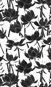 Free for commercial use no attribution required high quality images. Floral Black And White Pattern With Lotus Flowers Seamless Vector Ornament Line Art Flowers Flower Background Wallpaper Floral Drawing