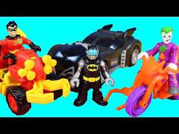 Imaginext Dc Superfiends Gift Set With Batman Batmobile Joker Motorcycle Robin Four Wheeler Youtube Batman Batmobile Batman Toys Superhero Toys