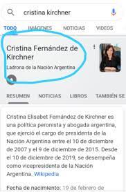 Google publicó en su plataforma y bajo su responsabilidad, información falaz y agraviante con relación a cristina fernández de kirchner, mancillando su nombre, imagen y honor. Julio Ernesto Lopez On Twitter El Peligro Que Google Apoye Su Conocimiento En Wikipedia Y Wikipedia Siendo Un Modelo De Mierda Ultra Politizado Termina En Esto Busquen Cristina Fernandez De Kirchner En