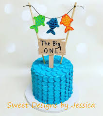 1st Birthday Smash Cake For 1 Year Old Boy Fishing Themed 1st Bday Smash Cake Boys First Birthday Cake Fish Cake Birthday Fishing Birthday Party