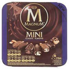 All reviews magnum ice cream plain water toppings coating rm9. Magnum Mini Classic Almond Chocolate Brownie Ice Cream 6 X 45ml Tesco Groceries
