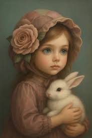 Little Lily and her pet Rabbit, Snowflake🩷🤎