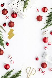 Styled Stock Photography Desk Image Featuring Red Holiday Decor On A White Background Stock Images For Holiday Wallpaper Christmas Wallpaper Christmas Flatlay
