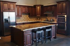 Notice the wood floors are a contrasting colour to the trim. American Walnut Rta Cabinets Cabinet City Kitchen And Bath