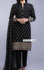 Black Cotton Karandi Suit Buy Bareeze Pakistani Dresses And Clothing Online In Usa Uk Designer Winter Dresses Glamorous Dresses Pakistani Outfits