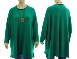 Lagenlook Pullover Candy Merino smaragd 46-56