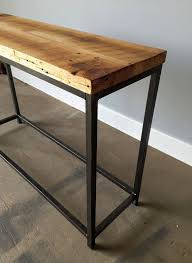 Reclaimed Barn Wood Console Table With Steel Metal Base Etsy Reclaimed Wood Console Table Steel Furniture Design Wood Console Table