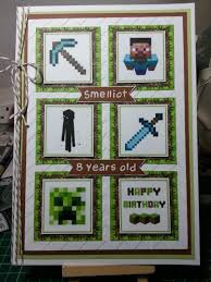 Handmade Birthday Card For 6 Year Old Boy Minecraft Birthday Card Minecraft Birthday Card Card Making Birthday Minecraft Cards