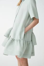 Frilled Short Sleeved Shirt Dress Mint Green Shirt Dresses Cos Nl In 2020 Green Blouse Outfit Green Shirt Dress Shirt Dress