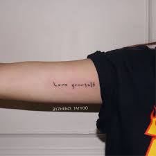 Trace the image you want onto your skin. Hanz Hazel Love Yourself Lettering Waterproof Temporary Tattoo Yesstyle