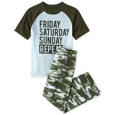 Boys Short Raglan Sleeve Friday Saturday Sunday Repeat Camo Pajamas In 2020 Camo Pajamas Boy Shorts Boys Pajamas