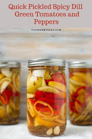 How To Make Quick Pickled Green Tomatoes And Peppers Recipe In 2020 Pickled Green Tomatoes Green Tomato Recipes Canning Green Tomatoes