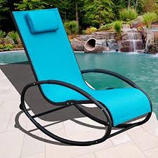 Sundale Outdoor Patio Aluminum Zero Gravity Chair Orbital Rocking Lounge Chair With Pillow Wave Rocker Capacity 250 Pounds Blue For Sale Outdoor Hammock Outdoor Outdoor Chairs