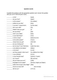 Worksheet Question Completion And Giving Full Answers Questions Interrogative Speaking Writing Grammar Drills This Or That Questions Words Esl Elementary