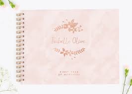 Small square photo books start at for 20 pages. Personalised Foiled Baby S First Year Memory Book Floral Norma Dorothy