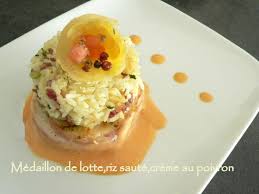 Medaillon De Lotte Riz Saute Et Creme Au Poivron Riz Saute Recettes De Cuisine Alimentation