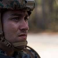 Lance Cpl. Joshua Russell prepares to depart for a