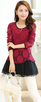 Korean Lace Top Korean Tunic Korean Lace Tunic Long Lace Top Chic Lace Tunic Elegant Lace Tops Lace Top Pi Fashion Casual Tops Elegant Lace Tops Fashion