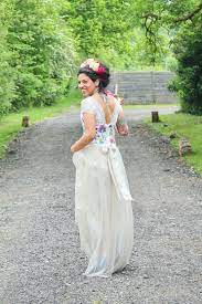 Mexican Folk Flowers Frida Kahlo Inspired Wedding Dress Handmade Wedding Dress Wedding Dread Mexican Wedding Dress Wedding Dresses Handmade Wedding Dresses