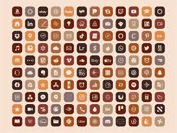Iphone Ios 14 App Icons Theme Pack 120 Fall Mood App Icons Bundle Autumn Aesthetic Home Screen Icons Download Orange Brown Tones Colors In 2020 App Icon Iphone App Design Ios