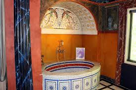 The main features of art nouveau interior design style the house or apartment is a complete rejection of clear lines in favor of flowery and smooth contours. Hd Wallpaper Bath Art Nouveau Bathroom Culture Ernst Fuchs Villa Vienna Wallpaper Flare