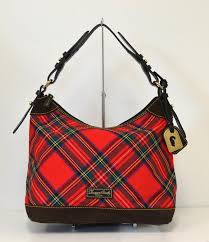 red and black plaid purse