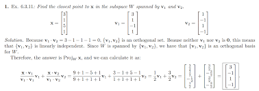 Find The Closest Point Using Orthogonal Projection Mathematics Stack Exchange