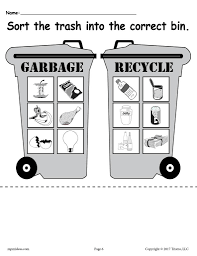 Sorting Trash Earth Day Recycling Worksheets 4 Printable Versions Sorting Trash Recycling Recycling Lessons
