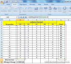 Cara Uji Validitas Kuesioner Dengan Microsoft Excel Teknik Elektronika