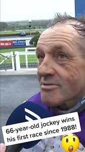 Liam Burke became the oldest jockey to win a race in Ireland when guiding  Teuchters Glory to victory at Limerick. He had last tasted victory in June  1988. #jockey #horse #horseracing #record ...