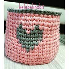 Penye Ip Yastik Orgu Modelleri Knitted Handmade Spagetti Yarn Sepet Penye Sepet Orgu Sepet Knitted Basket T Shirt Yarn Yarn Straw Bag