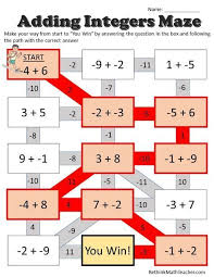 Maze Worksheets Adding Subtracting Multiplying And Dividing Integers And One Step Equations Cu Integers Worksheet Integers Subtracting Integers Worksheet