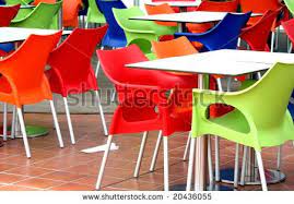 Plastic Chairs And Tables At Fast Food Restaurant Fast Food Restaurant Plastic Chair Fast Food